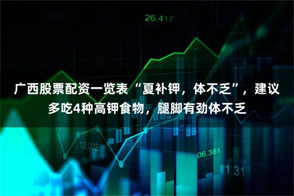 广西股票配资一览表 “夏补钾，体不乏”，建议多吃4种高钾食物，腿脚有劲体不乏